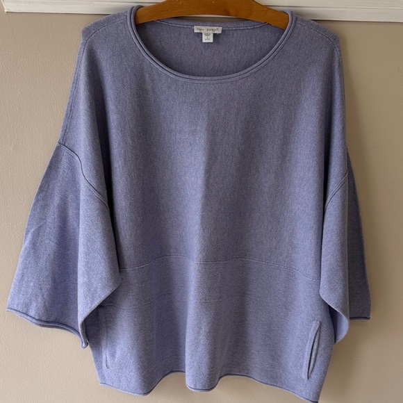 Eileen Fisher Sweaters - Pure Jill Soft Lavender Cotton Cashmere Relaxed Crewneck Kimono Sweater